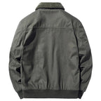 Men's Olive Green Sherpa Lined Bomber Jacket