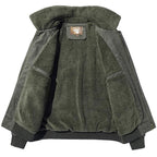 Men's Olive Green Sherpa Lined Bomber Jacket