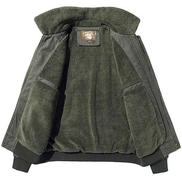 Men's Olive Green Sherpa Lined Bomber Jacket