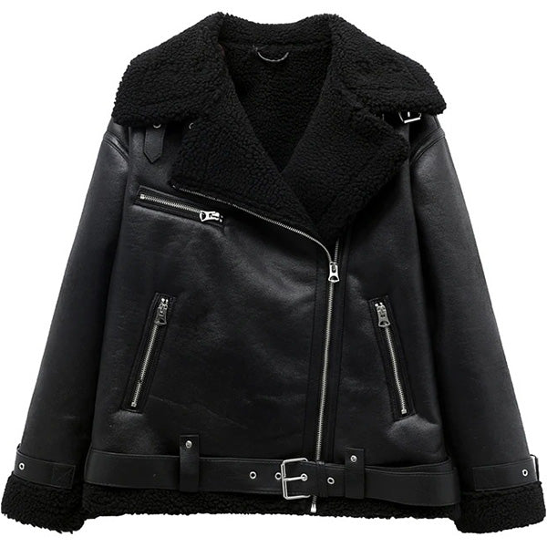 Women's Black Bomber Aviator Jacket