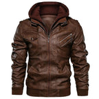 Leather Aviator Jacket with Hood