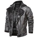 Men's Grey Faux Suede Aviator Jacket with Shearling