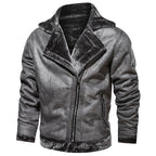 Men's Grey Leather Aviator Jacket