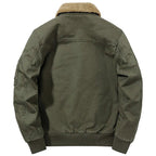 Men's Winter Olive Green Bomber Jacket with Sherpa Collar