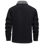 Men's Black Corduroy Sherpa Lined Trucker Jacket