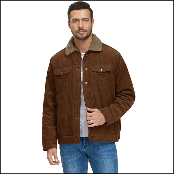 Men's Brown Corduroy Sherpa Lined Jacket