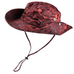 Unisex Red Camo Outdoor Sun Hat with Chin Strap