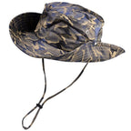 Camo Wide Brim Bucket Hat with Chin Strap