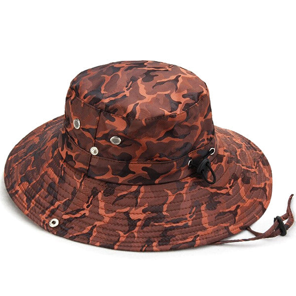 Unisex Brown Camo Boonie Hat with Chin Strap