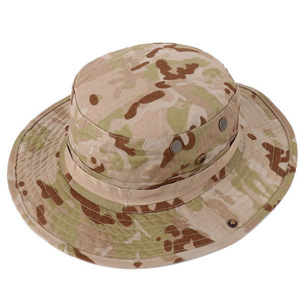 Desert Camo Wide Brim Boonie Hat with Chin Strap