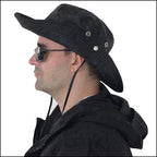 Wide Brim Black Camo Boonie Hat with Drawstring
