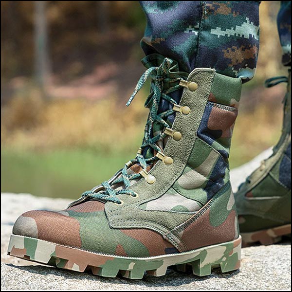 Unisex Camouflage Canvas High-Top Combat Boots