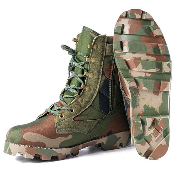 Unisex Camouflage Canvas High-Top Combat Boots