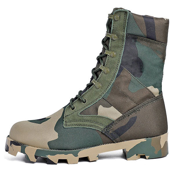 High-Top Canvas Woodland Camo Combat Boots