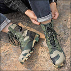 High-Top Canvas Woodland Camo Combat Boots