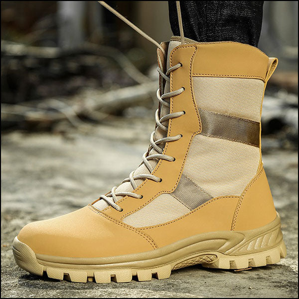 Men's Tan Fabric Outdoor Combat Boots