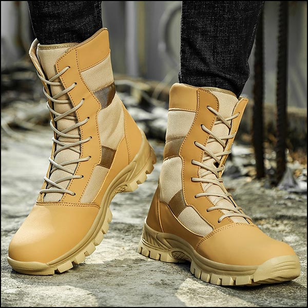 Men's Tan Fabric Outdoor Combat Boots