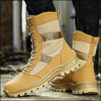 Men's Tan Fabric Outdoor Combat Boots