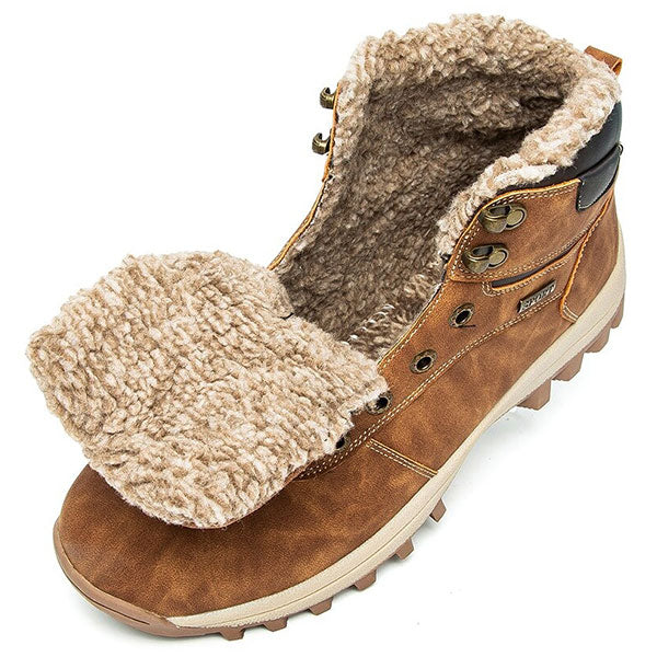 Men's Brown Faux Fur Lined Outdoor Winter Boots