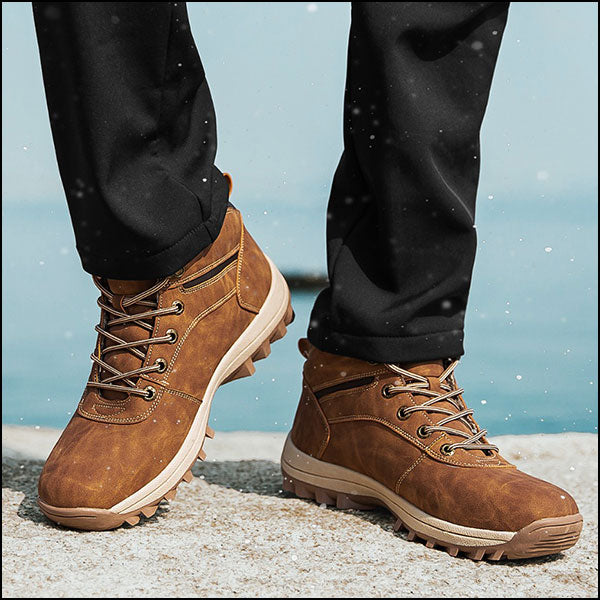 Men's Brown Faux Fur Lined Outdoor Winter Boots