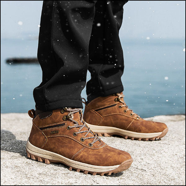 Men's Brown Faux Fur Lined Outdoor Winter Boots