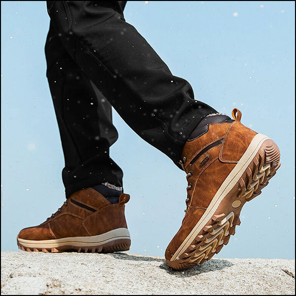 Men's Brown Faux Fur Lined Outdoor Winter Boots