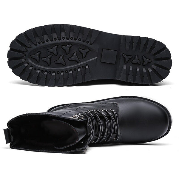 Men's Black Mid-Calf Lace-Up Combat Boots