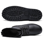 Men's Black Mid-Calf Lace-Up Combat Boots
