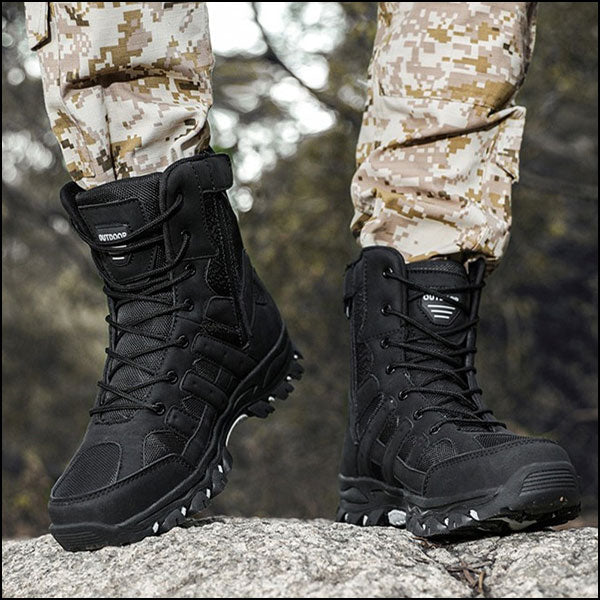 Men's Black Outdoor Tactical High-Top Boot