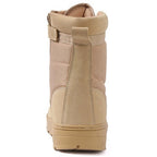 Men's Tan Suede and Fabric Tactical Boots