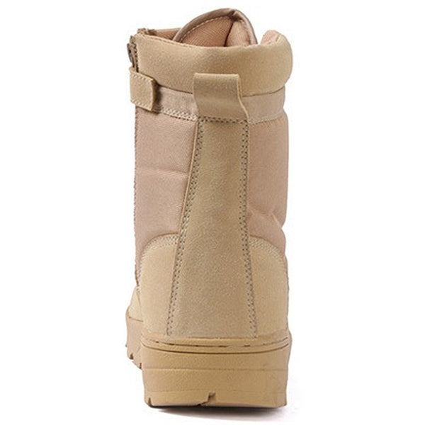 Men's Tan Suede and Fabric Tactical Boots