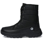 Unisex Black Quilted Insulated Snow Boots