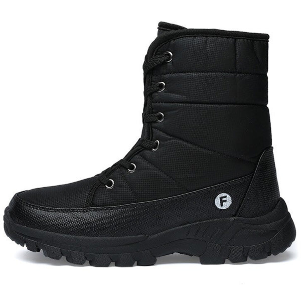 Unisex Black Quilted Insulated Snow Boots