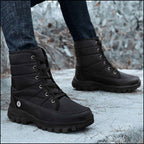 Unisex Black Quilted Insulated Snow Boots