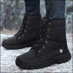 Unisex Black Quilted Insulated Snow Boots