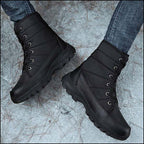 Unisex Black Quilted Insulated Snow Boots