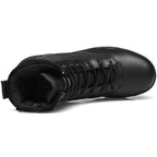Men's Black Leather and Fabric Combat Boots