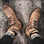 Men's Distressed Tan Suede Combat Boots