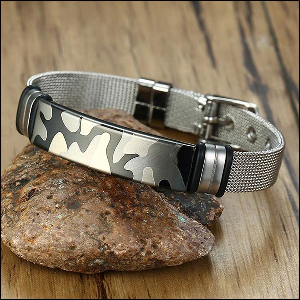 Men's Stainless Steel Camouflage Mesh Bracelet