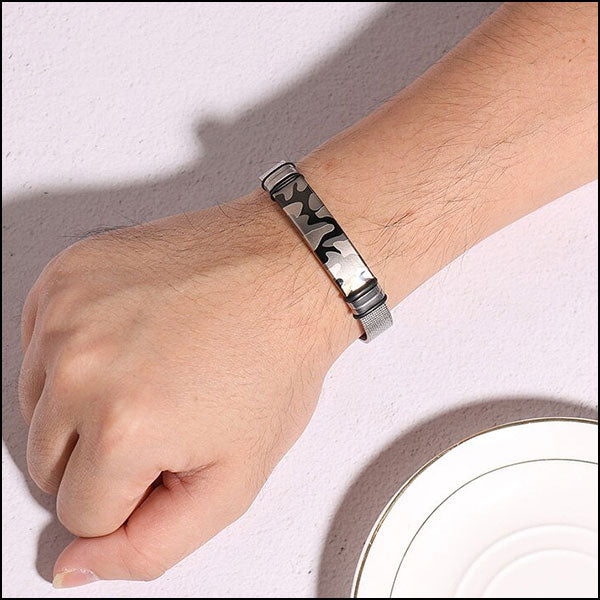 Men's Stainless Steel Camouflage Mesh Bracelet