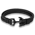 Men's Leather Anchor Bracelet