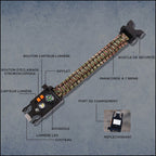 Camo Survival Bracelet with Compass & Flashlight