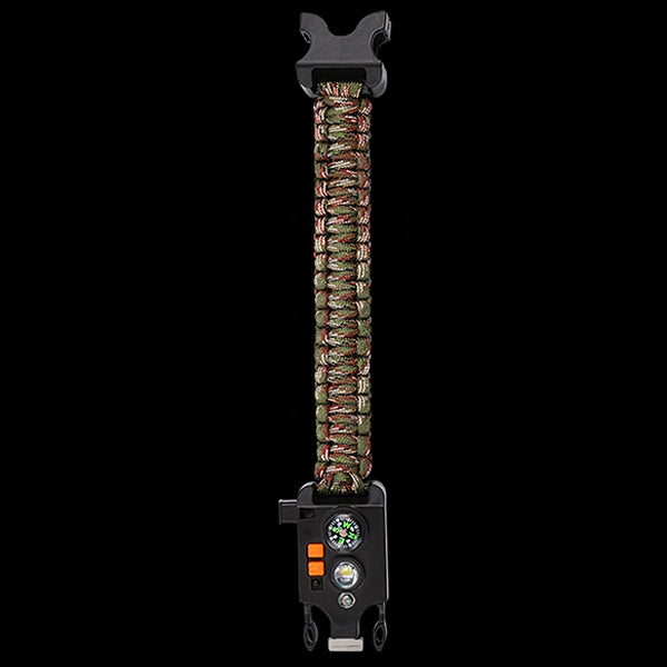 Camo Survival Bracelet with Compass & Flashlight