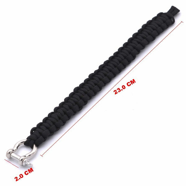 Tactical Black Paracord Bracelet with Bow Shackle