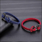 Maroon Nautical Rope Bracelet with Black Shackle