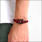 Maroon Nautical Rope Bracelet with Black Shackle