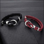Black Nautical Rope Bracelet with Silver Hook Clasp