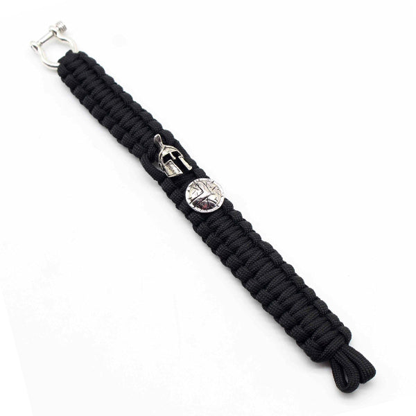 Spartan Helmet & Shield Black Paracord Bracelet