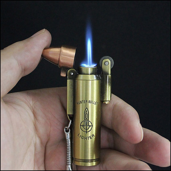 Antique Brass Bullet Lighter Keychain