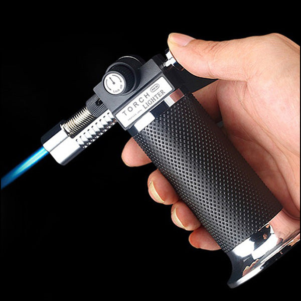 Professional Black Torch Lighter with Textured Grip